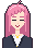 Ai-chan, a pixel-art woman with long pink hair, reacting to the session